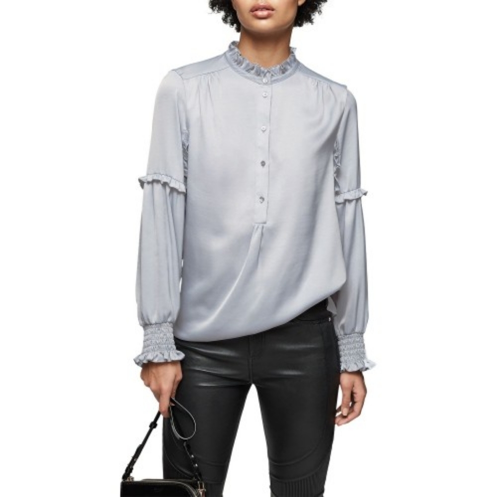 REISS COMO LONG SLEEVE BLOUSE NORDIC BLUE 